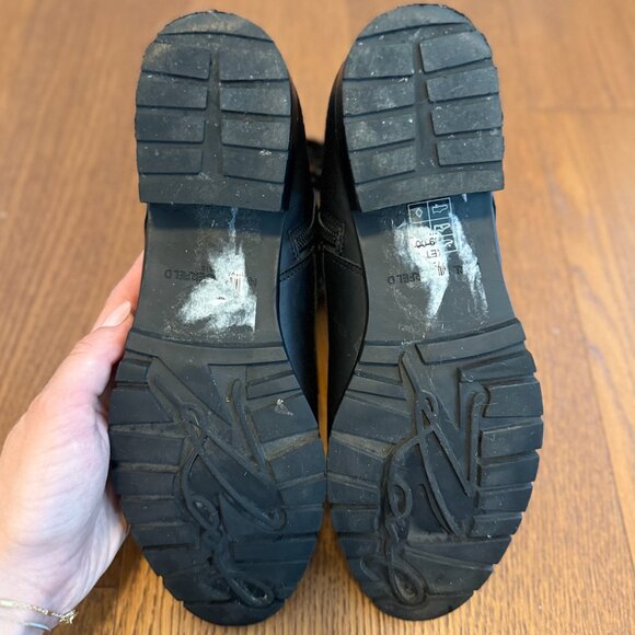 Karl Lagerfeld Paris Suki Chain-Trim Leather Combat Boots - Picture 8 of 8